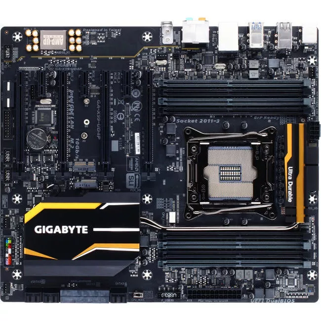 GIGABYTE GA-X99-UD4P Desktop Motherboard - 1x Socket LGA 2011-v3 - Intel X99 - 8x DDR4 - RAID - 1x M.2 - 4x PCIe x16 - 1x RJ-45 - EATX
