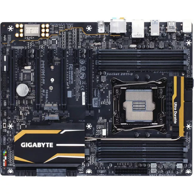 GIGABYTE GA-X99-SLI Desktop Motherboard - 1x Socket LGA 2011-v3 - Intel X99 - 8x DDR4 - 1x M.2 - 4x PCIe x16 - ATX