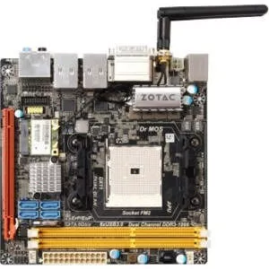 ZOTAC A75ITX-B-E Desktop Motherboard - 1x Socket FM2 - AMD A75 - 2x DDR3 - RAID - 1x PCIe x16 - Wi-Fi - 2x RJ-45 - Mini ITX