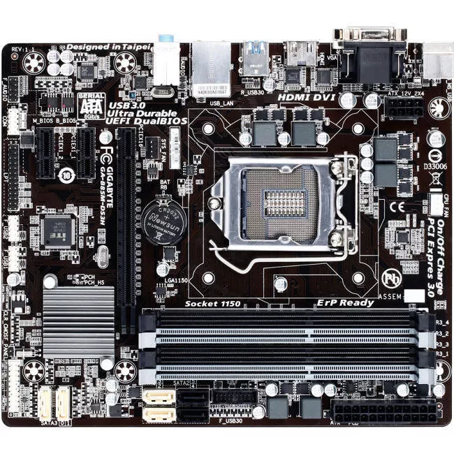 GIGABYTE GA-B85M-DS3H Desktop Motherboard - 1x Socket H3 LGA-1150 - Intel B85 Express - 4x DDR3 - 1x PCIe x16 - 1x RJ-45 - Micro ATX