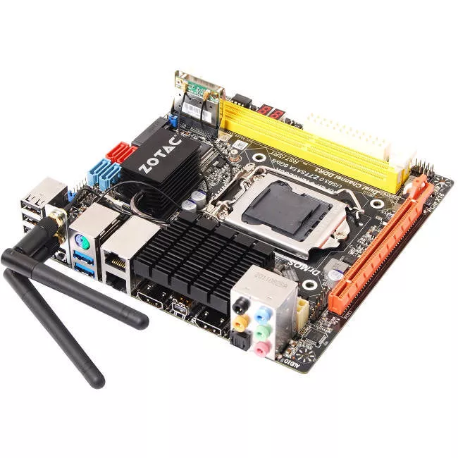 ZOTAC Z77ITX-A-E Desktop Motherboard - 1x Socket H2 LGA-1155 - Intel Z77 Express - 2x DDR3 - RAID - 1x PCIe x16 - Wi-Fi - 1x RJ-45 - Mini ITX
