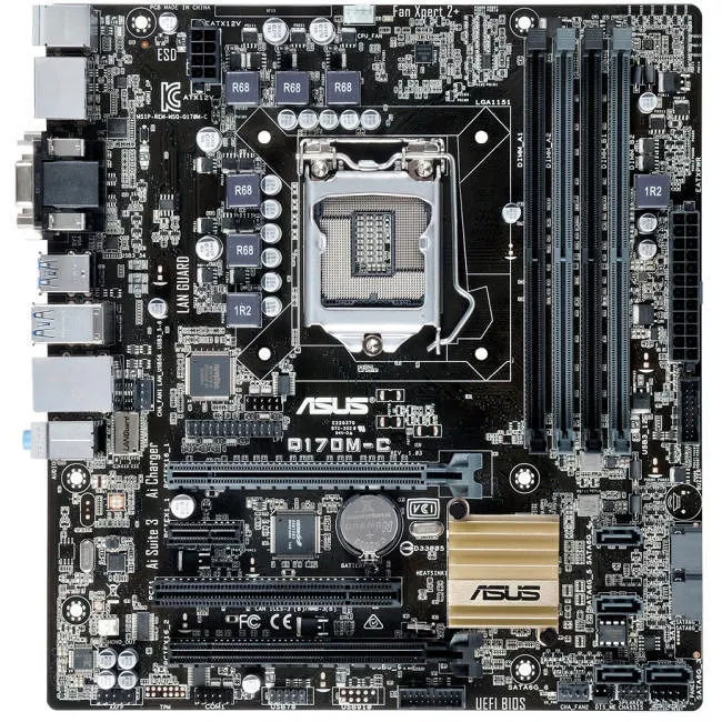 ASUS Q170M-C/CSM/C/SI Desktop Motherboard - 1x Socket H4 LGA-1151 - Intel Q170 - 4x DDR4 - 2x PCIe x16 - Micro ATX