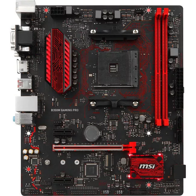 MSI B350M GAMING PRO Desktop Motherboard - 1x Socket AM4 - AMD B350 - 2x DDR4 - RAID - 1x M.2 - 1x PCIe x16 - Micro ATX