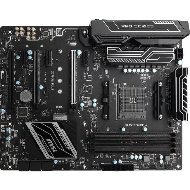 MSI X370 SLI PLUS Desktop Motherboard - 1x Socket AM4 - AMD X370 - 4x DDR4 - RAID - 1x M.2 - 3x PCIe x16 - ATX