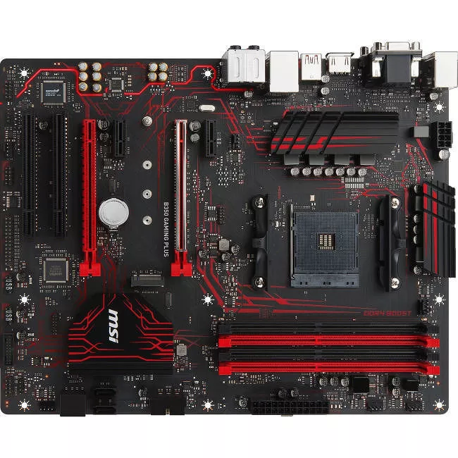MSI B350 GAMING PLUS Desktop Motherboard - 1x Socket AM4 - AMD B350 - 4x DDR4 - RAID - 1x M.2 - 2x PCIe x16 - ATX