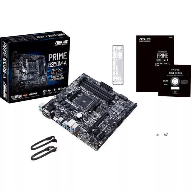 ASUS PRIME B350M-A/CSM Desktop Motherboard - 1x Socket AM4 - AMD B350 - 4x DDR4 - RAID - 1x M.2 - 1x PCIe x16 - Micro ATX