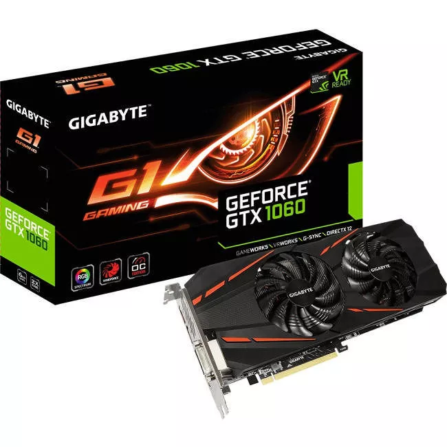 GIGABYTE GV-N1060G1GAM-6GD R2 GeForce GTX 1060 Graphic Card, 1.62 GHz Core, 6GB GDDR5, PCIE 3.0 x16
