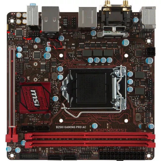MSI B250I GAMING PRO AC Desktop Motherboard - 1x Socket H4 LGA-1151 - Intel B250 - 2x DDR4 - 1x M.2 - 1x PCIe x16 - Wi-Fi - Mini ITX