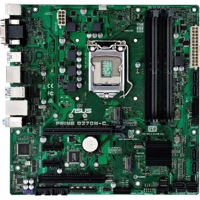 ASUS PRIME Q270M-C/CSM Desktop Motherboard - 1x Socket H4 LGA-1151 - Intel Q270 - 4x DDR4 - RAID - 2x M.2 - 1x PCIe x16 - Micro ATX