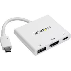 StarTech CDP2HDUACPW USB-C to 4K HDMI Multifunction Adapter w/ Power Delivery & USB-A Port - White