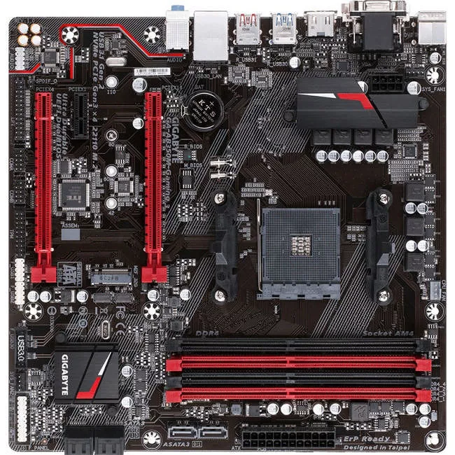 GIGABYTE GA-AB350M-GAMING 3 Desktop Motherboard - 1x Socket AM4 - AMD B350 - 4x DDR4 - RAID - 1x M.2 - 2x PCIe x16 - Micro ATX