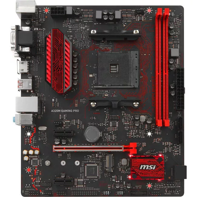 MSI A320M GAMING PRO Desktop Motherboard - 1x Socket AM4 - AMD A320 - 2x DDR4 - RAID - 1x M.2 - 1x PCIe x16 - Micro ATX