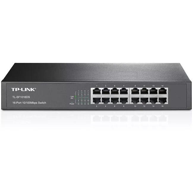 TP-LINK TL-SF1016DS 10/100Mbps 16-Port Switch, 13-inch, Rackmount, 3.2Gbps