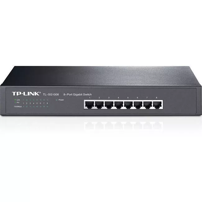 TP-LINK TL-SG1008 8-Port 10/100/1000Mbps Gigabit 13-inch Rackmountable Switch, 16Gbps Capacity