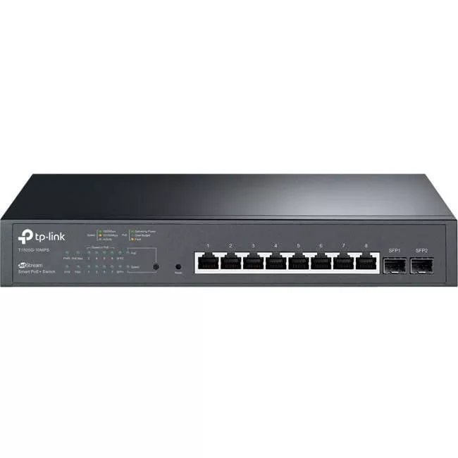 TP-LINK T1500G-10MPS JetStream 8-Port Gigabit Smart PoE+ Switch with 2 SFP Slots