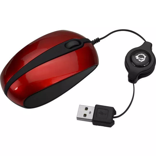 SIIG JK-US0C12-S1 Ultra Compact Retractable USB Optical Mouse - Red