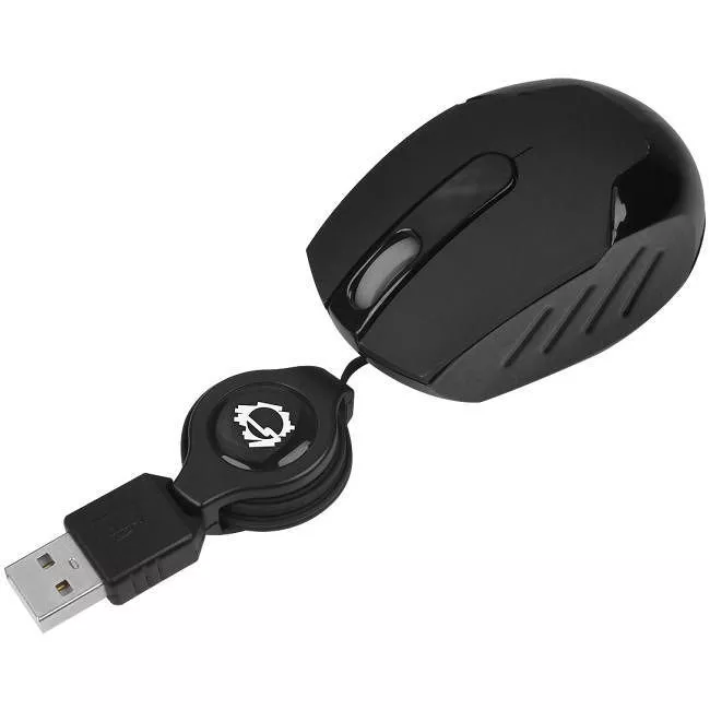 SIIG JK-US0H12-S1 Ultra Mini Retractable USB Optical Mouse - Black