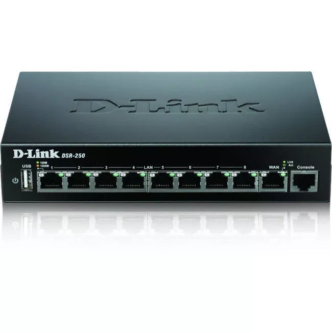 D-Link DSR-250 Wired SSL VPN Router 8 Gigabit Ports Lifetime Warranty