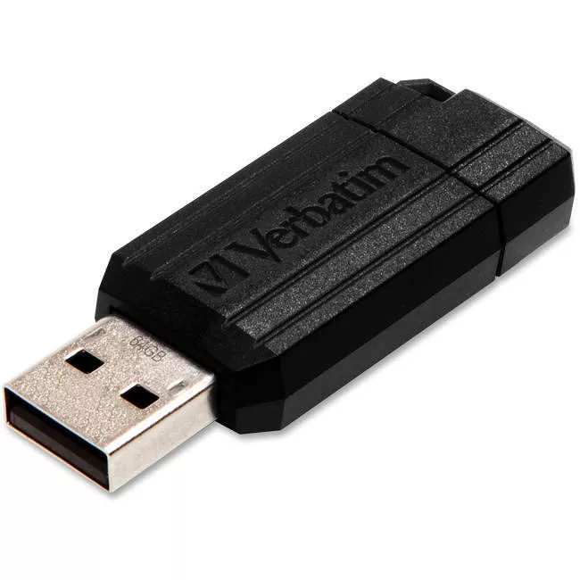 Verbatim 49065 64GB PinStripe USB Flash Drive - Black