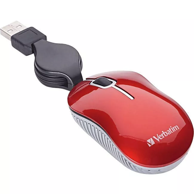 Verbatim 98619 Mini Travel Optical Mouse, Commuter Series - Red