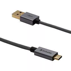 Verbatim 99675 USB-C to USB-A Cable - 47 in. Braided Black