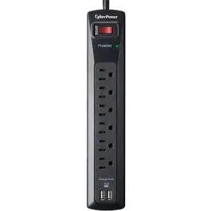 CyberPower CSP604U Professional 6-Outlets Surge with 1200J, 2-2.1A USB and 4FT Cord