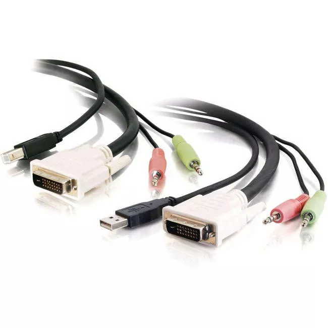 C2G 14180 10ft DVI Dual Link USB 2.0 KVM Cable with Speaker and Mic
