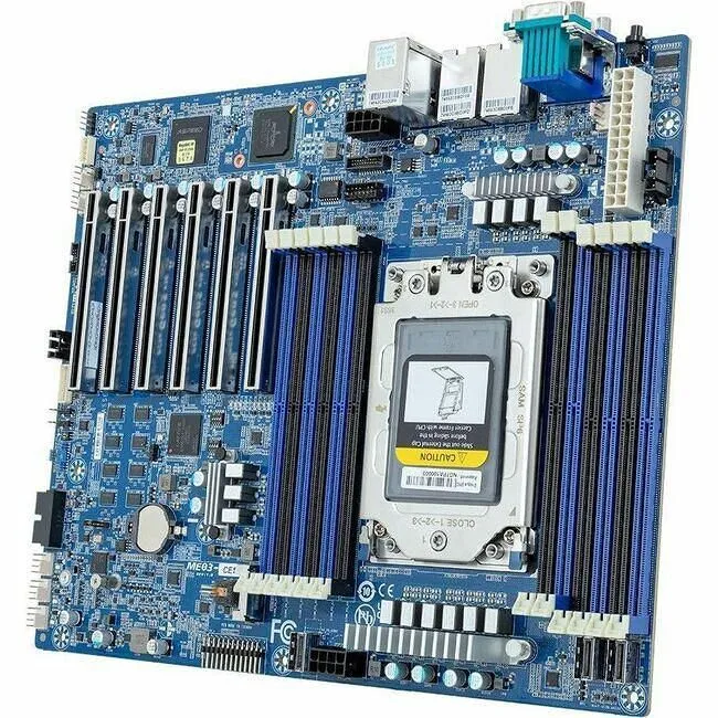 GIGABYTE ME03-CE1 REV1.0 Motherboard - ATX - 1x AMD Socket SP6-LGA-4844 - 12x DDR5 - 2x 1GbE - 3x PCIe 5.0 x16 - 3x PCIe 4.0 x16 - M.2