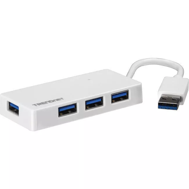 TRENDnet TU3-H4E 4-Port USB 3.0 Compact Mini Hub with Built in USB 3.0 Cable, Plug & Play, Compatible with: Linux, Windows, Mac, Nintendo Switch, Backwards Compatible with USB 2.0,