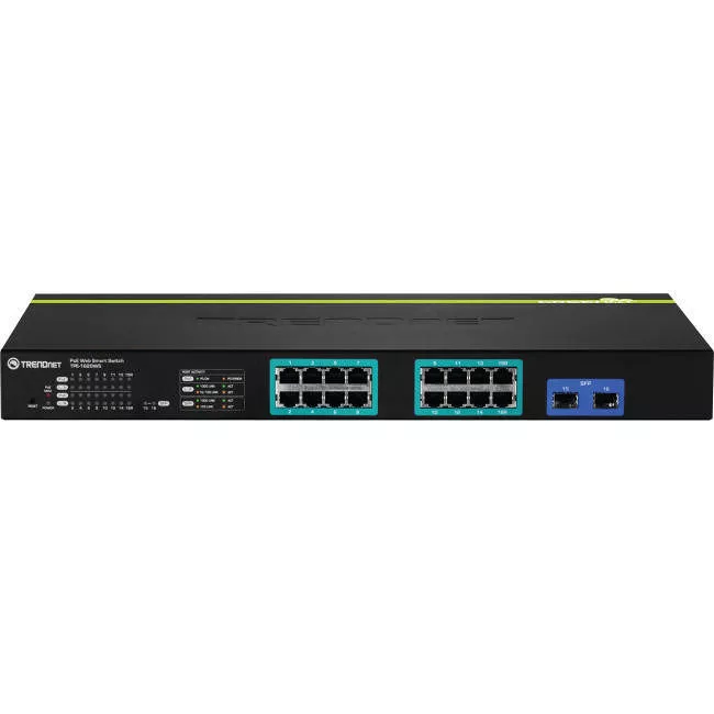 TRENDnet TPE-1620WS 20-Port Gigabit PoE+ Web Smart PoE+ Switch, 16 x Gigabit PoE+ Ports, 4 x Shared Gigabit Ports, Up To 30W Per Port, 185W Total Power Budget, Rack Mountable, Black,
