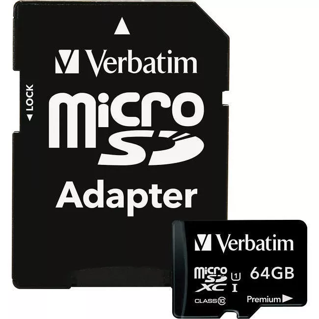 Verbatim 44084 64GB Premium microSDXC Memory Card with Adapter UHS-I Class 10