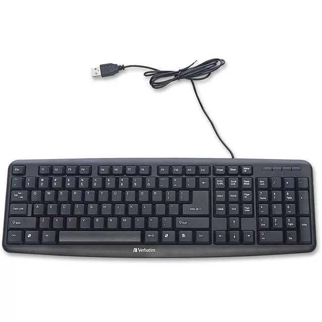 Verbatim 99201 Slimline Corded USB Keyboard - Black