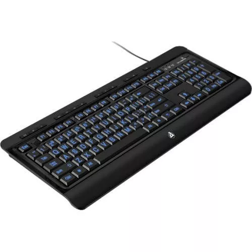 Aluratek AKBLED01F Large Print Tri-Color Illuminated USB Keyboard