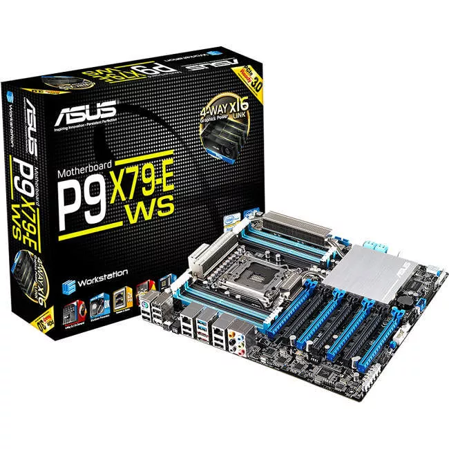 ASUS P9X79-E WS Workstation Motherboard - 1x Socket R LGA-2011 - Intel X79 Express - 8x DDR3 - RAID - 7x PCIe x16 - 2x RJ-45 - SSI CEB