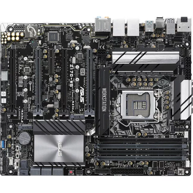 ASUS Z170 WS Workstation Motherboard - 1x Socket H4 LGA-1151 - Intel Z170 - 4x DDR4 - RAID - 2x M.2 - 4x PCIe x16 - ATX