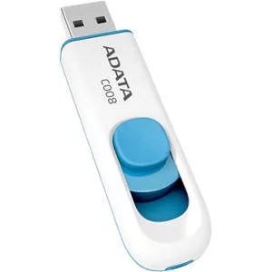 ADATA AC008-8G-RWE C008 8GB Classic USB 2.0 Flash Drive - White and Blue
