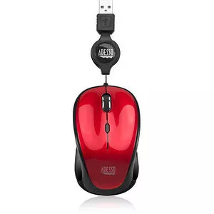 Adesso IMOUSE S8R USB Illuminated Retractable Mini Mouse - Red