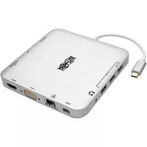 Tripp Lite U442-DOCK2-S USB C Docking Station w/ USB Hub mDP HDMI VGA GbE PD Charging 4K, USB-C
