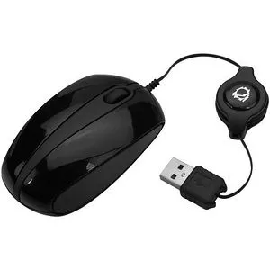 SIIG JK-US0A12-S1 Ultra Compact Retractable USB Optical Mouse - Black